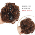 Chignon synthétique à griffes pour femmes, postiche chignon court bouclé, extensions de cheveux à clipser, chignon désordonné, noir, marron