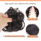 Chignon synthétique à griffes pour femmes, postiche chignon court bouclé, extensions de cheveux à clipser, chignon désordonné, noir, marron