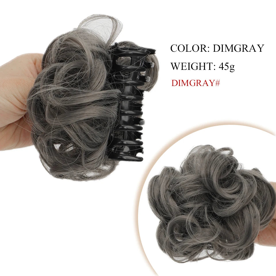 Chignon synthétique à griffes pour femmes, postiche chignon court bouclé, extensions de cheveux à clipser, chignon désordonné, noir, marron
