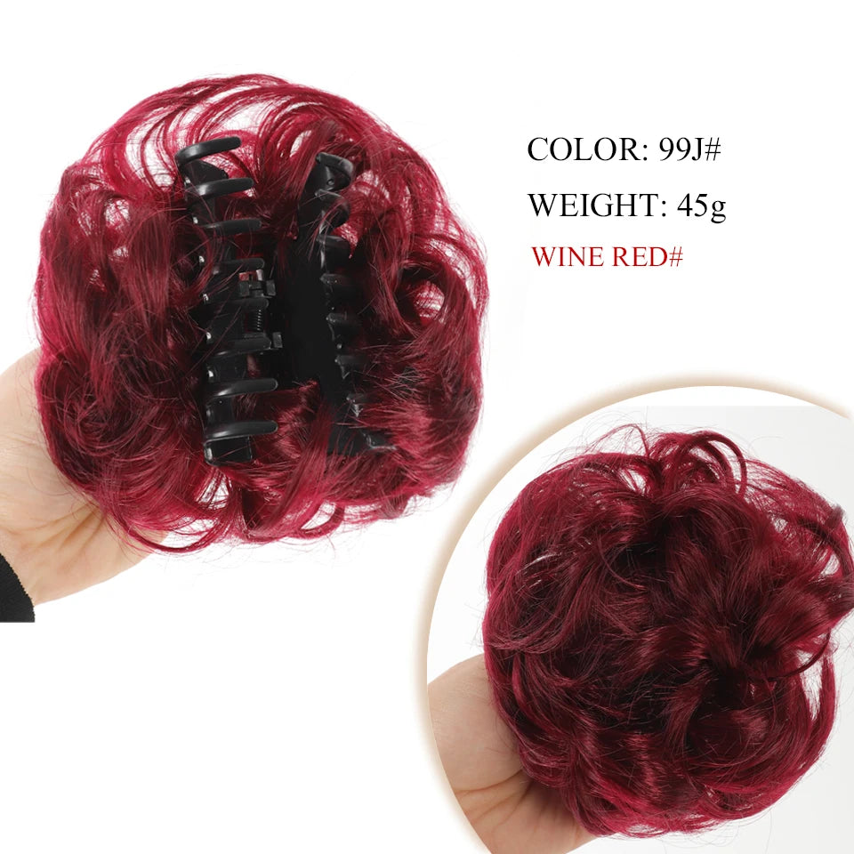 Chignon synthétique à griffes pour femmes, postiche chignon court bouclé, extensions de cheveux à clipser, chignon désordonné, noir, marron