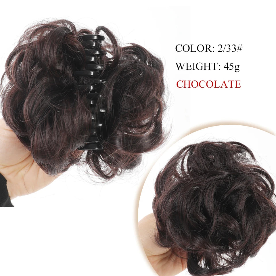 Chignon synthétique à griffes pour femmes, postiche chignon court bouclé, extensions de cheveux à clipser, chignon désordonné, noir, marron