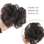 Chignon synthétique à griffes pour femmes, postiche chignon court bouclé, extensions de cheveux à clipser, chignon désordonné, noir, marron