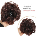 Chignon synthétique à griffes pour femmes, postiche chignon court bouclé, extensions de cheveux à clipser, chignon désordonné, noir, marron