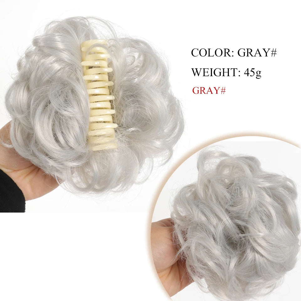 Chignon synthétique à griffes pour femmes, postiche chignon court bouclé, extensions de cheveux à clipser, chignon désordonné, noir, marron