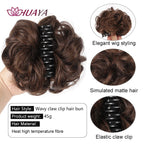 Chignon synthétique à griffes pour femmes, postiche chignon court bouclé, extensions de cheveux à clipser, chignon désordonné, noir, marron