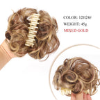 Chignon synthétique à griffes pour femmes, postiche chignon court bouclé, extensions de cheveux à clipser, chignon désordonné, noir, marron