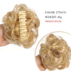 Chignon synthétique à griffes pour femmes, postiche chignon court bouclé, extensions de cheveux à clipser, chignon désordonné, noir, marron