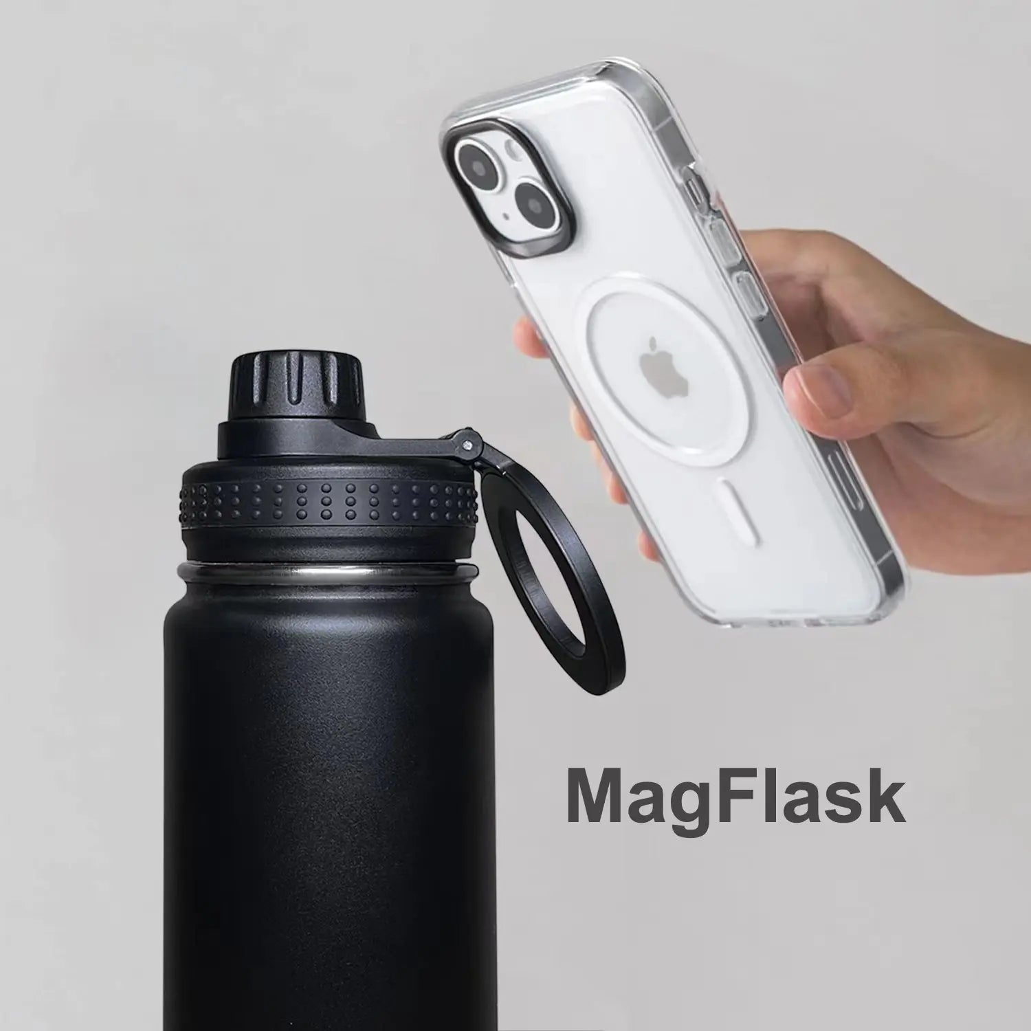 New Custom Magnetic Phone Holder Insulated Vacuum Travel Drinking Flask Magnetic Water Bottle Drinks Cups With Lids and Straws