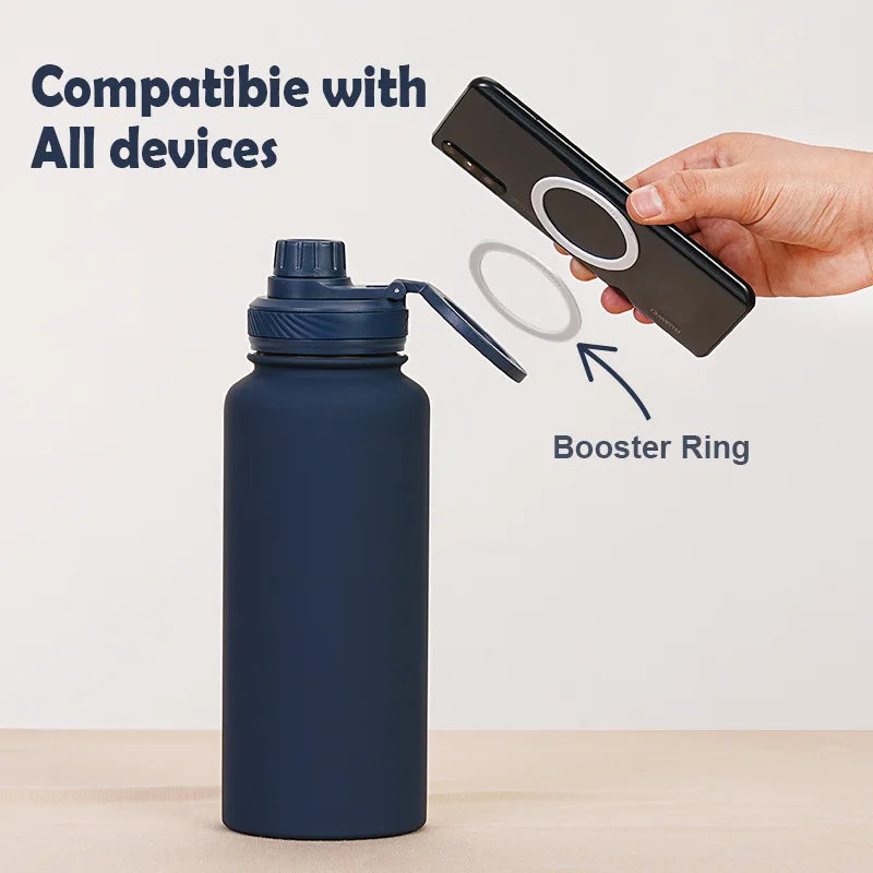 New Custom Magnetic Phone Holder Insulated Vacuum Travel Drinking Flask Magnetic Water Bottle Drinks Cups With Lids and Straws