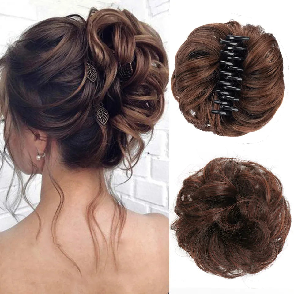 LUPU Chignon synthétique Chignon en désordre pince à griffes en morceau de cheveux cheveux bouclés ondulés Chignon Extensions de queue de cheval Scrunchie postiches pour les femmes