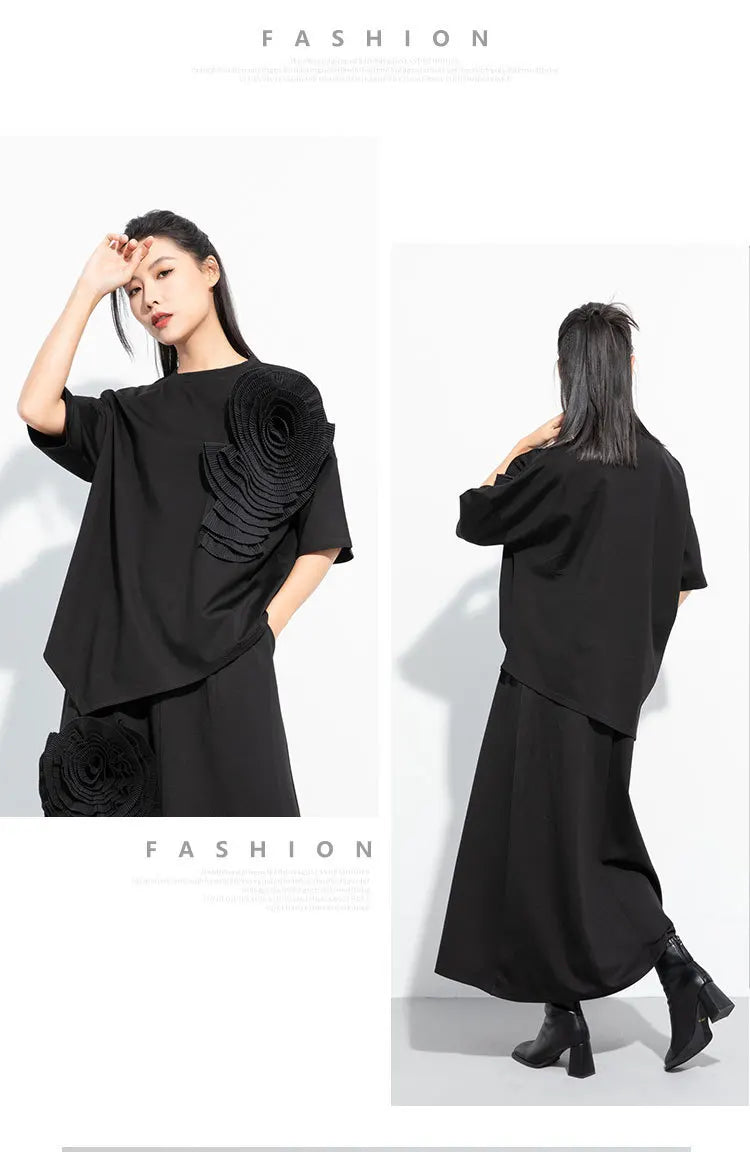 Amax luluE 2024 Design été hauts femmes col rond Floral Patchwork ample décontracté luxe t-shirts dames classique Harajuku vêtements