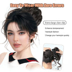 Chignon synthétique à griffes pour femmes, postiche chignon court bouclé, extensions de cheveux à clipser, chignon désordonné, noir, marron