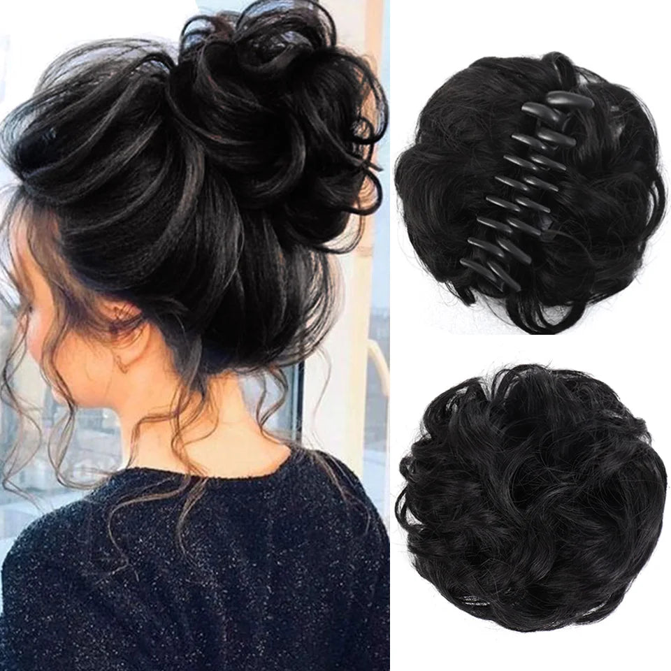 LUPU Chignon synthétique Chignon en désordre pince à griffes en morceau de cheveux cheveux bouclés ondulés Chignon Extensions de queue de cheval Scrunchie postiches pour les femmes
