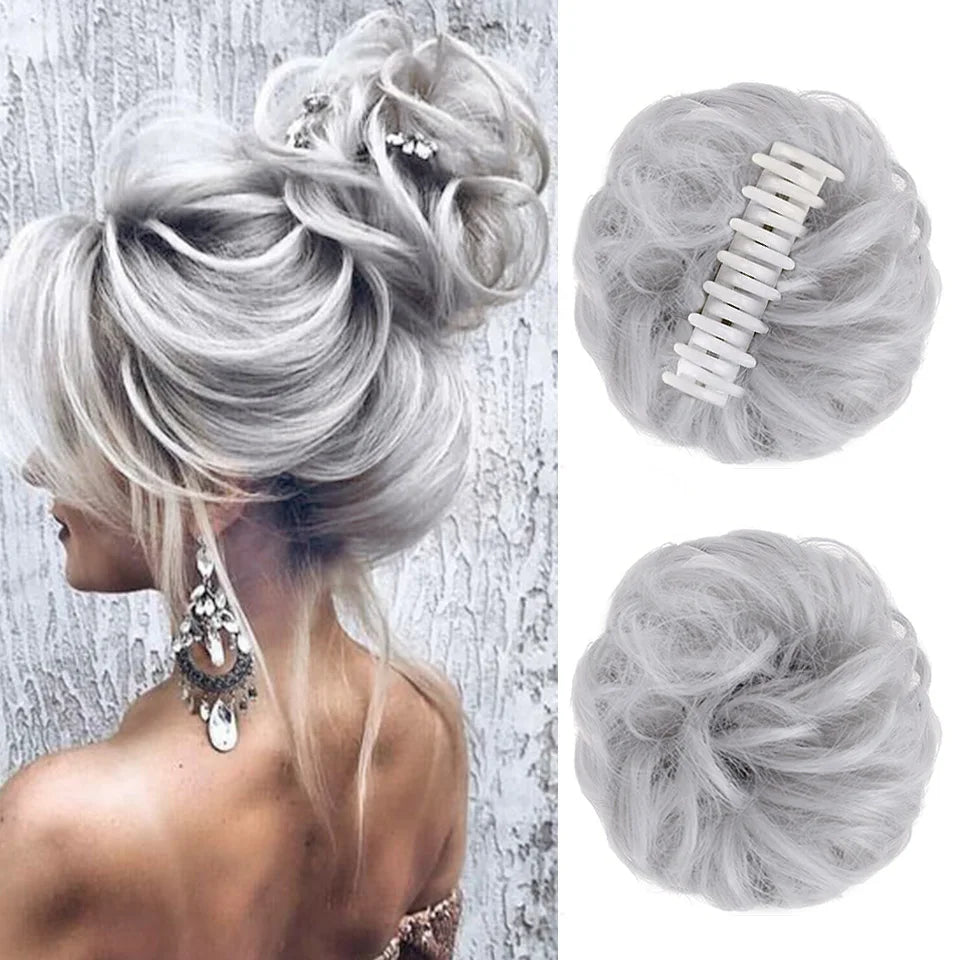 LUPU Chignon synthétique Chignon en désordre pince à griffes en morceau de cheveux cheveux bouclés ondulés Chignon Extensions de queue de cheval Scrunchie postiches pour les femmes