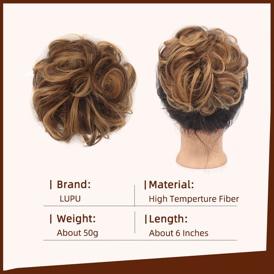 LUPU Chignon synthétique Chignon en désordre pince à griffes en morceau de cheveux cheveux bouclés ondulés Chignon Extensions de queue de cheval Scrunchie postiches pour les femmes