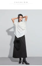 Amax luluE 2024 Design été hauts femmes col rond Floral Patchwork ample décontracté luxe t-shirts dames classique Harajuku vêtements