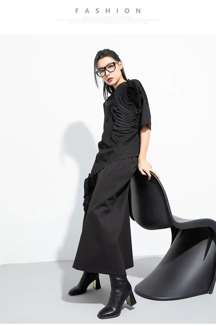 Amax luluE 2024 Design été hauts femmes col rond Floral Patchwork ample décontracté luxe t-shirts dames classique Harajuku vêtements