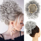 Chignon synthétique en désordre, 60g, cordon élastique, vague lâche, bouclé, Extensions de cheveux pour femmes, brun foncé