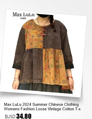 Amax luluE 2024 Design été hauts femmes col rond Floral Patchwork ample décontracté luxe t-shirts dames classique Harajuku vêtements