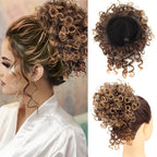 Chignon synthétique en désordre, 60g, cordon élastique, vague lâche, bouclé, Extensions de cheveux pour femmes, brun foncé