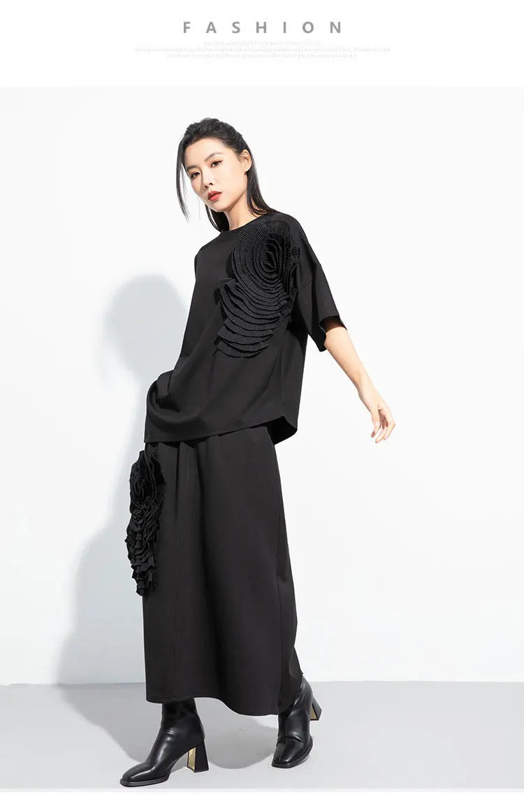 Amax luluE 2024 Design été hauts femmes col rond Floral Patchwork ample décontracté luxe t-shirts dames classique Harajuku vêtements