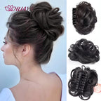 Chignon synthétique à griffes pour femmes, postiche chignon court bouclé, extensions de cheveux à clipser, chignon désordonné, noir, marron