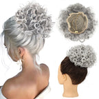 Chignon synthétique en désordre, 60g, cordon élastique, vague lâche, bouclé, Extensions de cheveux pour femmes, brun foncé