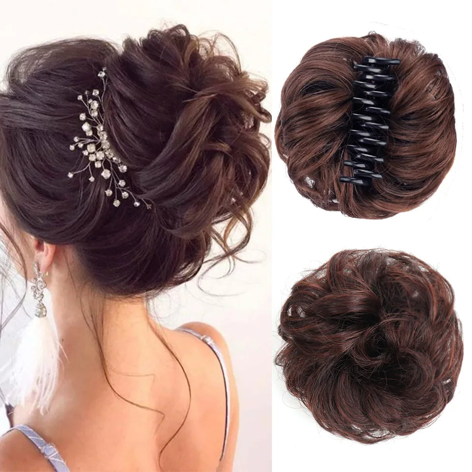 LUPU Chignon synthétique Chignon en désordre pince à griffes en morceau de cheveux cheveux bouclés ondulés Chignon Extensions de queue de cheval Scrunchie postiches pour les femmes
