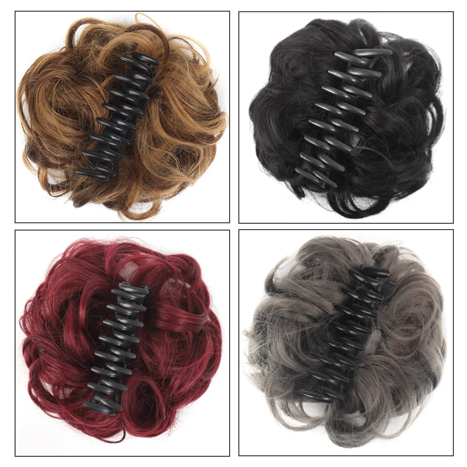 LUPU Chignon synthétique Chignon en désordre pince à griffes en morceau de cheveux cheveux bouclés ondulés Chignon Extensions de queue de cheval Scrunchie postiches pour les femmes