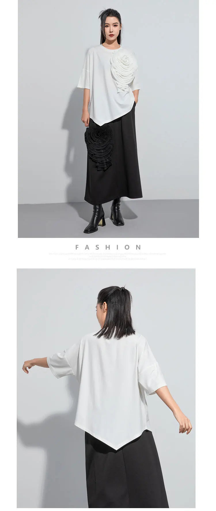 Amax luluE 2024 Design été hauts femmes col rond Floral Patchwork ample décontracté luxe t-shirts dames classique Harajuku vêtements