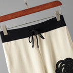 Décontracté tricoté deux pièces femmes ensembles pull à fleurs correspondant ensembles tricot survêtement femmes deux pièces ensemble 2 pièces ensemble d'hiver pour les femmes