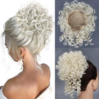 Chignon synthétique en désordre, 60g, cordon élastique, vague lâche, bouclé, Extensions de cheveux pour femmes, brun foncé