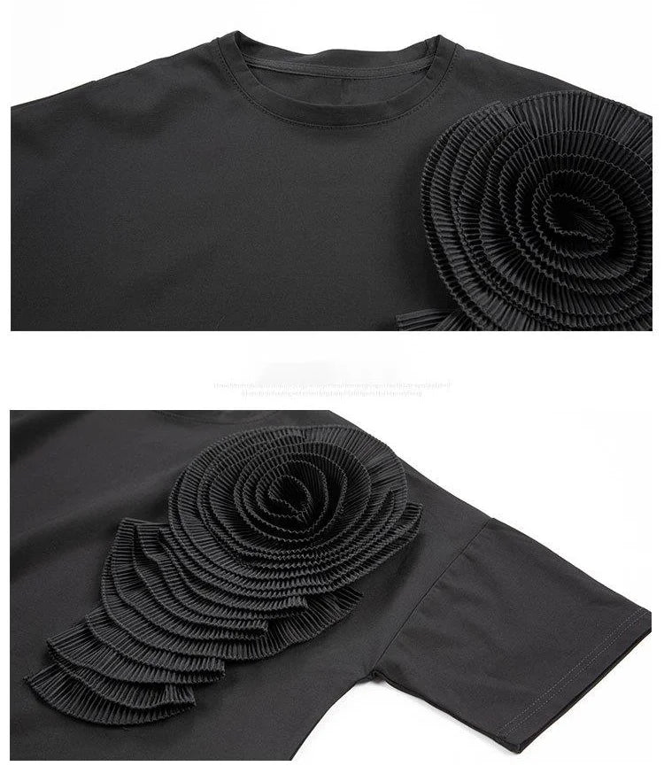 Amax luluE 2024 Design été hauts femmes col rond Floral Patchwork ample décontracté luxe t-shirts dames classique Harajuku vêtements